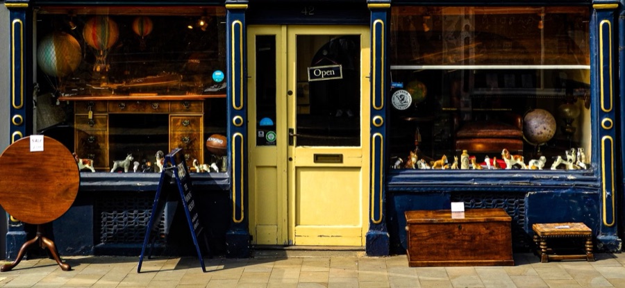 Bygones, the village antique shop, by the green